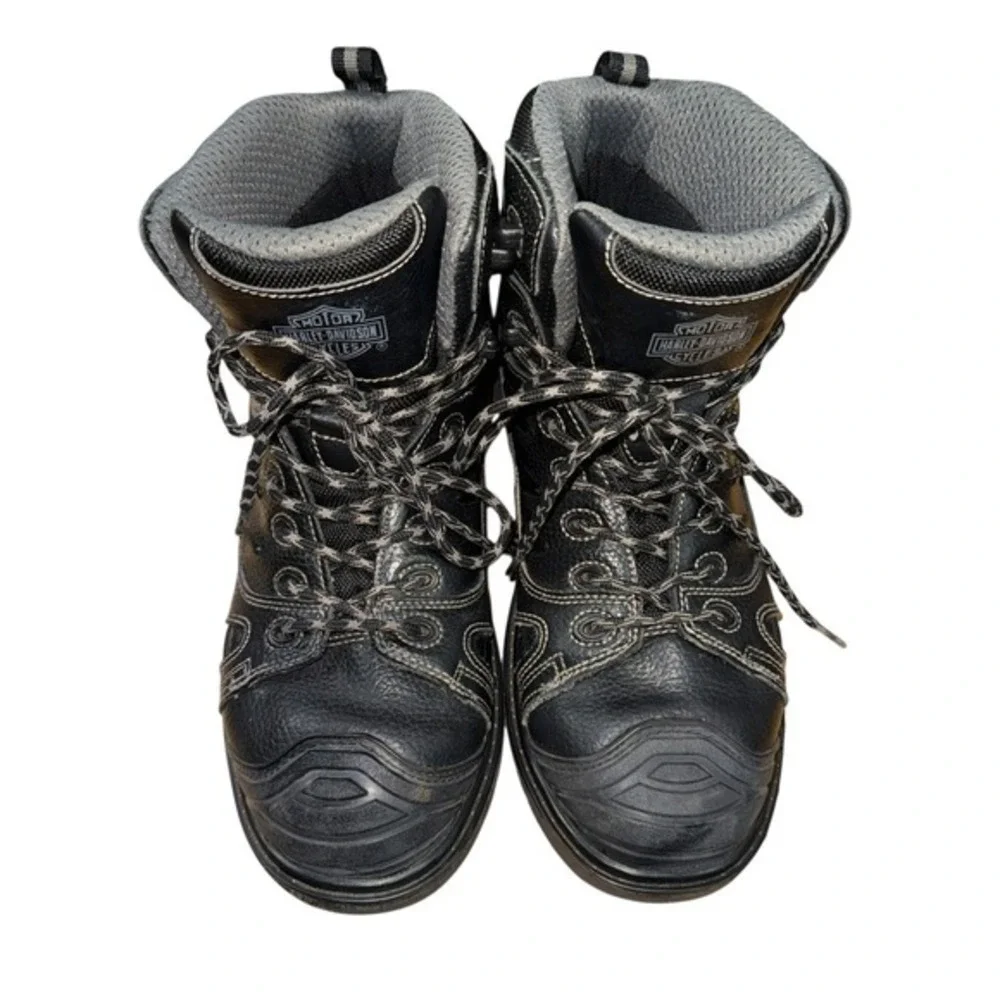 Harley Davidson Motorcycle Leather Mens 10 Pre-Owned Black Boots Foxfield D93344